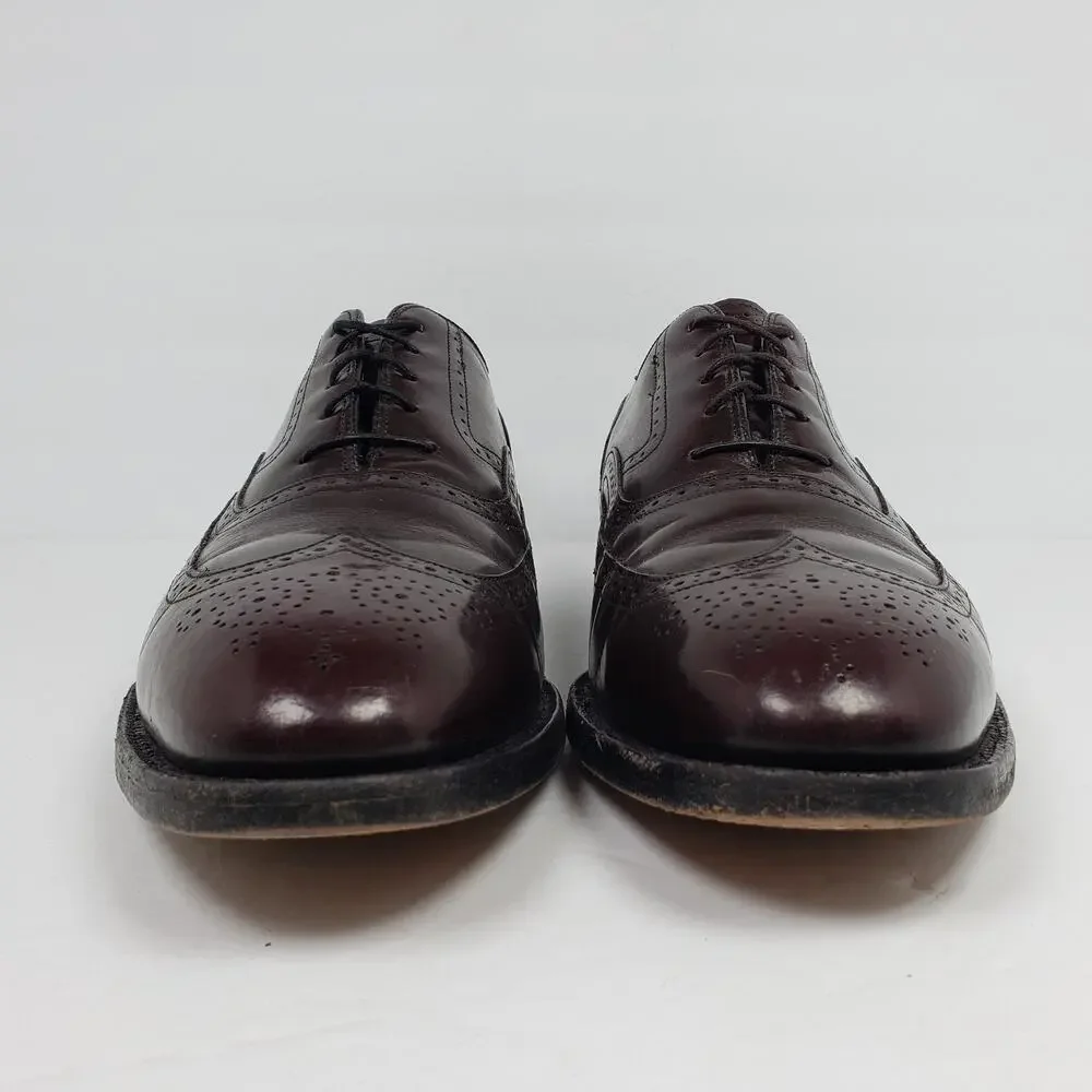 Johnson Murphy Mens Size 11 Optima Burgundy Leather Formal Dress Wingtip Shoes